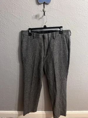 Calça J Crew masculina 33 costura interna 29 cinza carvão Ludlow mistura de lã espinha de peixe - Imagem 1 de 4