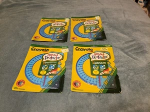 Lot of 4 1998 Crayola School Protractors 6” Wavy Edge Blue Clips Into Binder - Picture 1 of 21