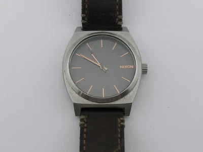 Vintage Nixon Time Teller Watch Mens Gray Dial Rose Gold Numbers Working - Image 1 of 4