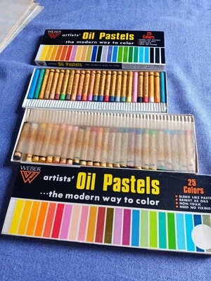 Vtg NOS 1970's Weber Oil Pastels 25pc Multi Colors Never Used Open Box--WEBER - Image 1 of 4