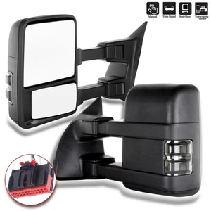 For 08-16 F250 F350 Side Towing Mirrors Manual w/ Turn Signal Lights LH+RH Pair - Picture 1 of 10