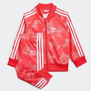 Adidas Disney Sport Goofy Micky Maus Superstar Kids Jogger Suit 2 Piece Set Pink - Picture 1 of 6