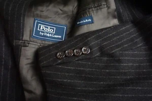 Traje Polo Ralph Lauren x Corneliani Marrón Franela Rayas Lana 2 Piezas Talla 40R - Imagen 1 de 12