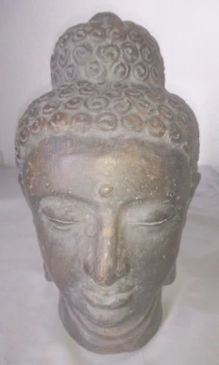 ANCIENNE GRANDE STATUE SCULPTURE TETE DE BOUDDHA THAILANDE EN TERRE CUITE 1930 - Photo 1/4