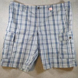 Pantalones Cortos Dockers Para Hombre Azul A Cuadros Frente Plano Talla 42 Bolsillos de Carga Playa Viaje - Imagen 1 de 7