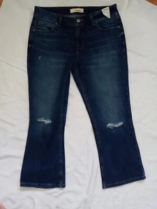 Maurices Women's Distressed / Ripped Crop Jeans High Rise - Dark Wash - Size 31- - Picture 1 of 10