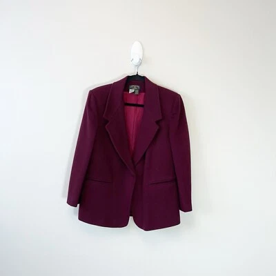 Vintage Charter Club Petites Wool Blend Plum/Burgundy Blazer Women’s 10 Petite - Imagem 1 de 4