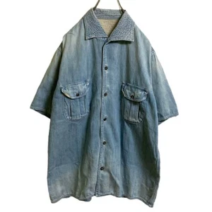 Early KAPITAL Vintage Sashiko Short-Sleeve Denim Shirt Cotton L Made in Japan - Picture 1 of 16