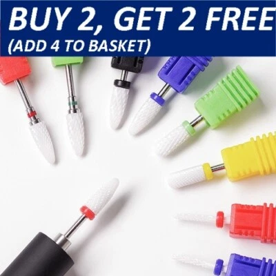 Nail Art Electric Ceramic Drill Bits File 3/32" Head Carbide Manicure Pedicure ♬ - Image 1 of 4