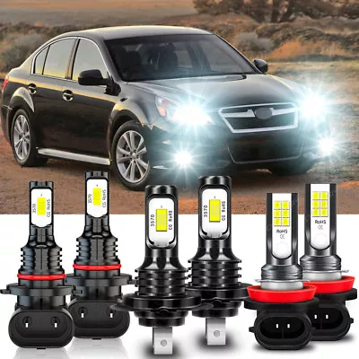 For Subaru Legacy 2010-2014 6000K 6X LED Headlight High Low Beam + Fog Light - Image 1 of 4