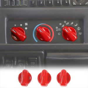 3x Interruptor Aire Acondicionado Botón Cubierta Borde Decoración para Jeep Wrangler TJ 1997-06 Rojo - Imagen 1 de 8