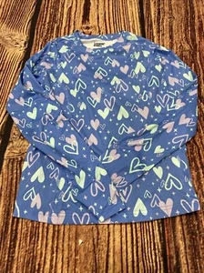 Lands End Girls Swim Top Size Youth Large 10-12  Long Sleeve Blue w/ Hearts NWOT - Picture 1 of 6