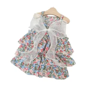Falda con estampado floral para mascotas red algodón soporte para medias perro princesa dulce: - Imagen 1 de 15
