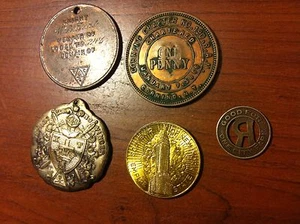 New York Tokens, masonic medal, 1866 Corning One Penny, Empire State RARE - Picture 1 of 12