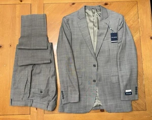 Jos. A. Bank Slim Fit, 40L (34 W) Taupe Windowpane Wool Blend Suit - Picture 1 of 11