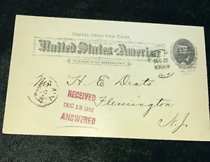 1892 National Philatelical Society Meeting cartolina annulla - Foto 1 di 2