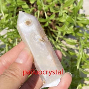 53g natürliche Kirschblüte Achat Obelisk Quarz Kristallspitze Reiki Heilung 67mm - Bild 1 von 7