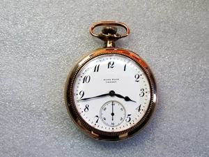 ILLINOIS SANGAMO MAINLINER RAILROAD POCKET WATCH 21J. 8 ADJ. 14K. GOLD F CASE. - Picture 1 of 12