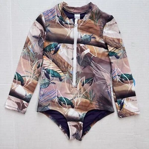 WET Swimsuit Girls 7Y Turtle Print Long Sleeve One Piece Rash Guard UPF 50+ NWT - Picture 1 of 8