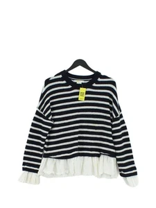 Boden Women's Jumper UK 12 Blue Striped 100% Cotton Crew Neck Pullover - Picture 1 of 6