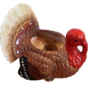 Vintage Ceramic Turkey Planter Thanksgiving Centerpiece Décor - Picture 1 of 12