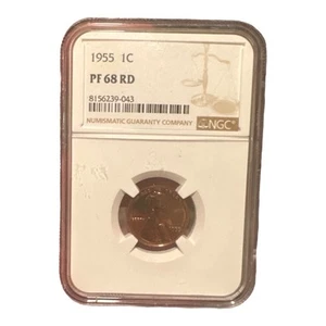 1955 Lincoln Cent NGC PF68 RD Red Proof Penny High Grade - Picture 1 of 4