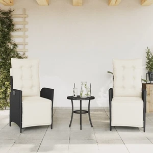 Reclining Garden Chair Set of 2 Black PE rattan Standard vidaXL - Picture 1 of 11