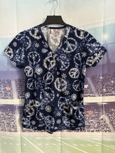 Blusa Médica de Enfermera White Cross Snowflake Peace Symbol Invierno CNA MA S Azul 711WPE - Imagen 1 de 11