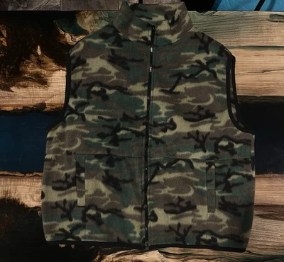 Colete camuflado de lã vintage Nordic Gear masculino GG feito nos EUA - Imagem 1 de 4
