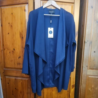  Luna Allegra Navy Blue Waterfall Style thin Jacket Size M 12 14 16 18  NEW TAGS - Image 1 of 2