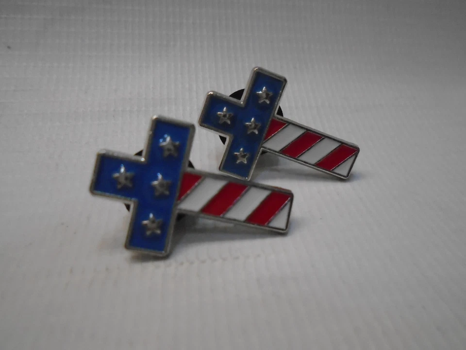 2U.S. флаг крест эмаль лацкан шляпа заколка галстук значок веры и США патриотизм - Изображение 1 из 1