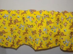 Playing Dog puppy paw animal print yellow window Topper curtain valance - Picture 1 of 3