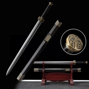 Chinese traditional sword the king of Qin Folded Steel blade Black Ebony Sharp - Picture 1 of 7