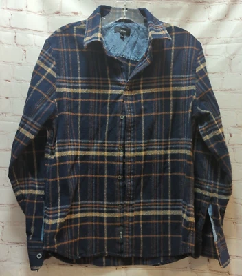 Joe's Jeans Hombre Pequeño Azul Naranja Franela Cuadros Botón Delantero Camisa Foto 1 de 4