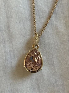 Swarovski Rose Gold Color 18 InchPear Pendant - Picture 1 of 9