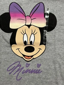 New! Disney Minnie Mouse Girl's Short Sleeve Graphic T-Shirt Gray Size 8 - Picture 1 of 4