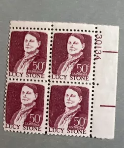 Lucy Stone 50¢ 1293 Plate Block 8/13/1968 Rose Magenta - Picture 1 of 4