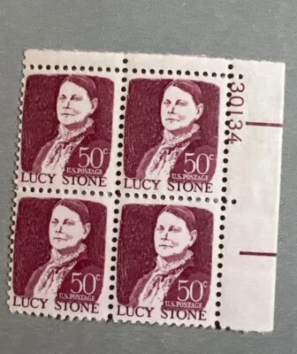 Lucy Stone 50¢ 1293 Plate Block 8/13/1968 Rose Magenta - Image 1 of 4