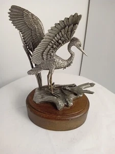 Estatuilla Estatua De Colección Burgues 1976 Metal Peltre "Gran Garza Blanca" 6.25" (087) - Imagen 1 de 7