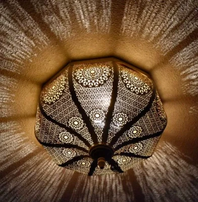 Moroccan Light Fixtures- Handmade Flush Ceiling Light, Simple Moroccan Ceiling l - Image 1 of 4