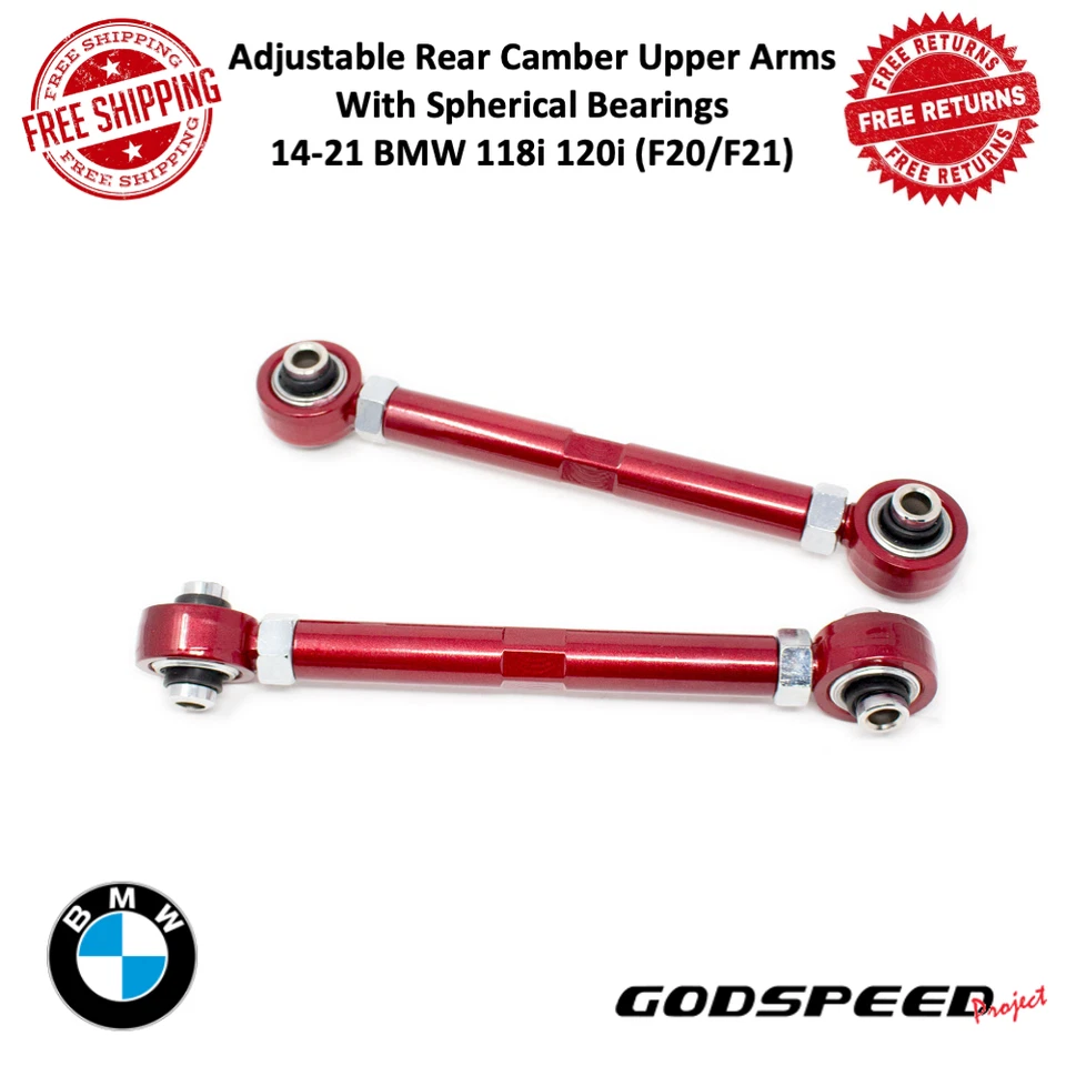 Brazos superiores inclinables traseros Godspeed Adj con rodamientos esféricos para BMW 118i 120i 14-21 Foto 1 de 4