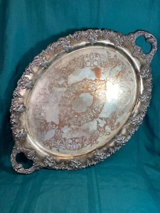 Ornate Lawrence B Smith Weinrebengriff Silberteller Tablett Füße Vintage Large - Bild 1 von 18