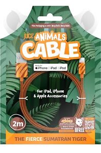Juice Animals Apple iPhone Lightning 2 m Braided Charger Cable-MFI-Certified
