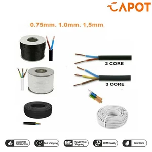 2 3 Core Round Flex Electrical Cable 0.75 1 1.5 mm PVC Flexible Extension Wiring - Picture 1 of 4