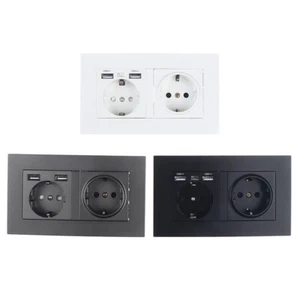 Wall mounted panel 16A power socket EU standard multi plug with 2 USB po YK - Picture 1 of 15