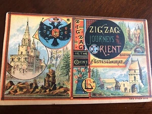 Original viktorianische Zick Zack Reisen Orient Buch Club Boston Werbekarte - Bild 1 von 4