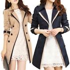 Sophisticated Slim Fit Long Overcoat for Women Classic Windproof Trench Coat