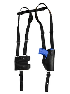 NEW Barsony Black Leather Vertical Shoulder Holster w Mag Pouch Kahr HK FNX Comp - Picture 1 of 8