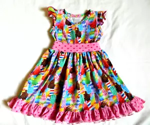 Girls size 3T Knit Dress Kendall Paige Designs Ice Cream Popsicle design - Picture 1 of 5