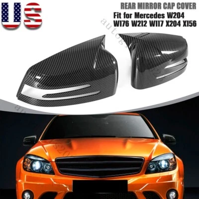 Tapas de cubierta de espejo estilo bocina CLA250 aspecto carbono para Mercedes Benz W204 W212 W176 Foto 1 de 4